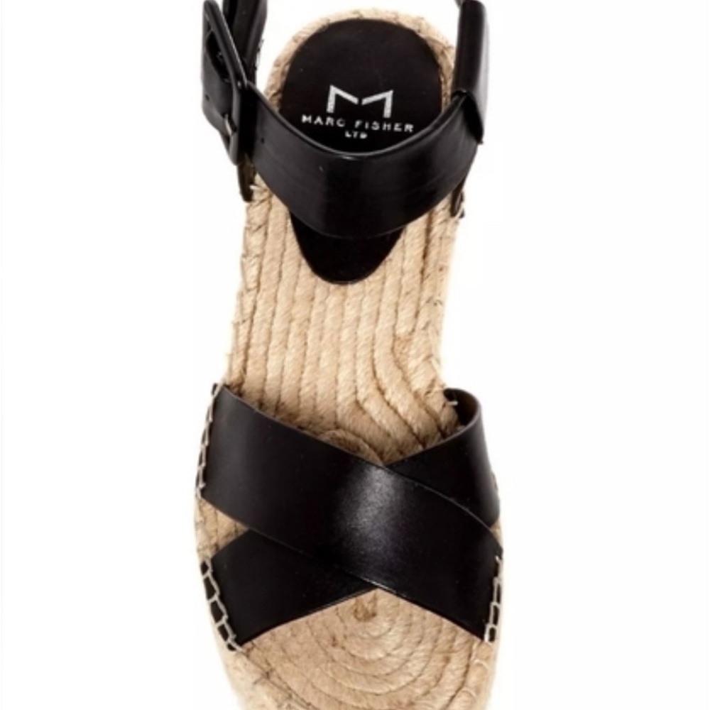 Marc Fisher Black Cross-Strap Espadrilles